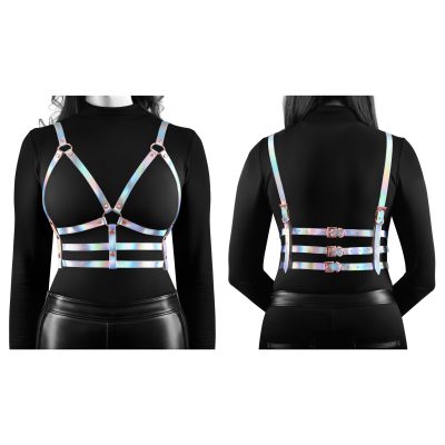 NS Novelties Cosmo Harness Bewitch Chest Harness Rainbow Holographic NSN 1314 22 23 Multi Detail