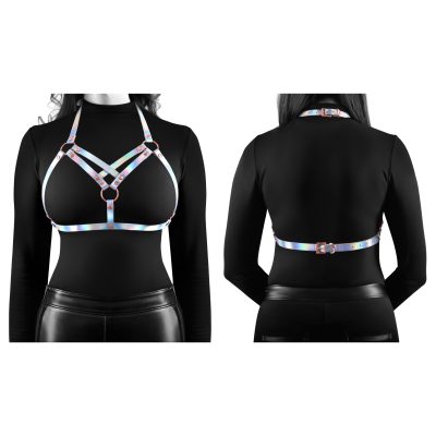 NS Novelties Cosmo Harness Vamp Chest Harness Rainbow Holographic NSN 1314 20 21 Multi Detail