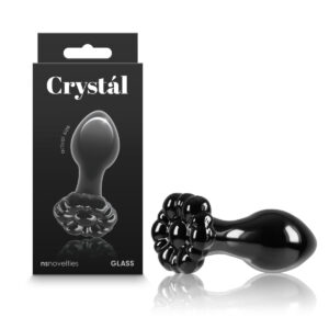 NS Novelties Crystal Glass Flower Butt Plug Black NSN 0718 03 657447104732 Multiview