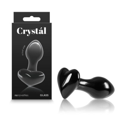 NS Novelties Crystal Glass Heart Butt Plug Black NSN 0718 33 657447104824 Multiview