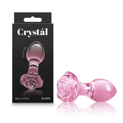 NS Novelties Crystal Glass Rose Butt Plug Pink NSN 0718 24 657447104800 Multiview