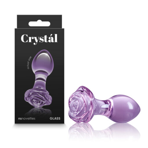 NS Novelties Crystal Glass Rose Butt Plug Purple NSN 0718 25 657447104817 Multiview