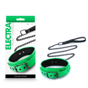 NS Novelties Electra Play Things Collar and Leash Neon Green NSN 1310 18 657447105067 Multiview
