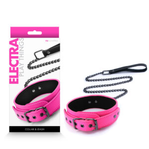 NS Novelties Electra Play Things Collar and Leash Neon Pink NSN 1310 14 657447105043 Multiview