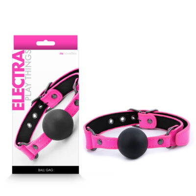NS Novelties Electra Play Things Silicone Ball Gag Neon Pink NSN 1310 64 657447105197 Multiview
