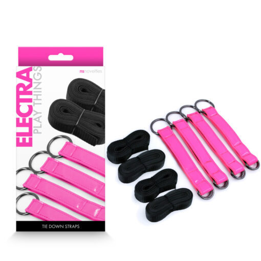 NS Novelties Electra Play Things Tie Down Straps Neon Pink NSN 1310 74 657447105227 Multiview