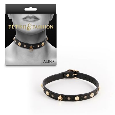 NS Novelties Fetish and Fashion Alina Collar Black Gold NSN 1800 53AP 657447108822 Multiview