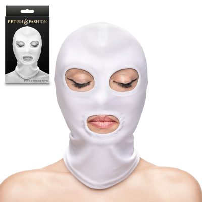 NS Novelties Fetish and Fashion Eyes and Mouth Hood White NSN 1803 11AP 657447108891 Multiview
