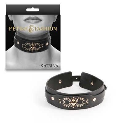 NS Novelties Fetish and Fashion Katrina Embellished Collar Black Gold NSN 1800 03AP 657447108778 Multiview