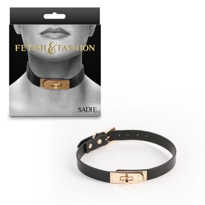 NS Novelties Fetish and Fashion Sadie Collar Black Gold NSN 1800 83AP 657447108853 Multiview