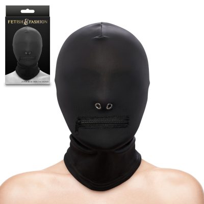 NS Novelties Fetish and Fashion Zippered Mouth Hood Black NSN 1803 53AP 657447108983 Multiview