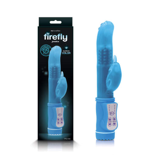NS Novelties Firefly Jessica Rotating Glow in the Dark Dolphin Vibrator Blue NSN 0482 17 657447103483 Multiview