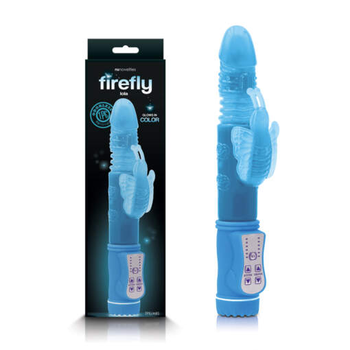 NS Novelties Firefly Lola Thrusting Glow in the Dark Butterfly Vibrator Blue NSN 0482 37 657447103520 Multiview