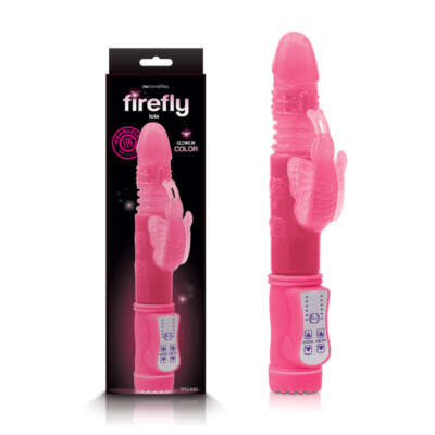 NS Novelties Firefly Lola Thrusting Glow in the Dark Butterfly Vibrator Pink NSN 0482 34 657447103513 Multiview