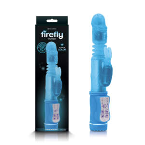NS Novelties Firefly Thumper Thrusting Glow in the Dark Rabbit Vibrator Blue NSN 0482 27 657447103506 Multiview