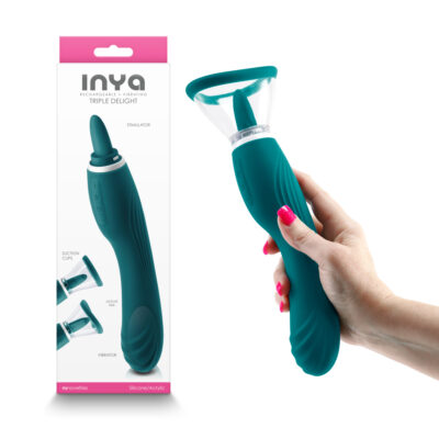 NS Novelties INYA Triple Delight Vibrator Suction Clitoral Flicker Teal NSN 0552 27 657447104428 Multiview