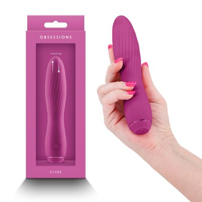 NS Novelties Obsessions Clyde Rechargeable Thrusting Vibrator Dark Pink NSN 0274 34 657447106484 Multiview