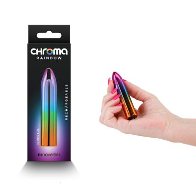 NS Novelties Rainbow Rechargeable Pointed Bullet Vibrator Rainbow Ombre Metallic NSN 0305 60 657447105951 Multiview
