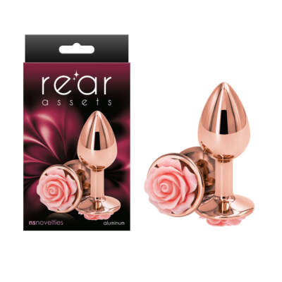 NS Novelties Rear Assets Rose Metal Butt Plug Small Rose Gold Pink NSN 0965 14 657447103575 Multiview