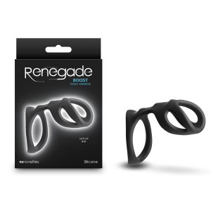 NS Novelties Renegade Boost Cock Ring and Sleeve Black NSN 1112 13 657447108402 Multiview