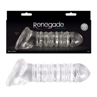 NS Novelties Renegade Ribbed Extension Sleeve Clear NSN 1115 51 657447097195 Multiview