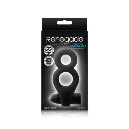 NS Novelties Renegade Spartan Rechargeable Bullet Double Cock Ring Black NSN-1110-23