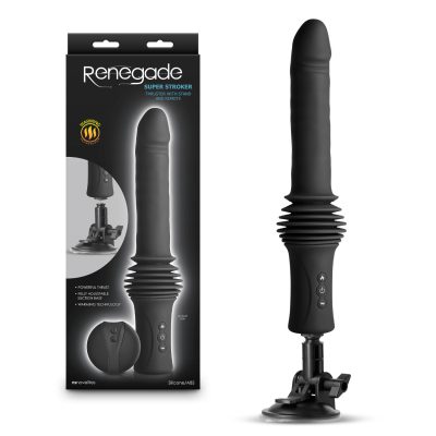 NS Novelties Renegade Super Stroker Remote Thrusting Warming Dildo with Stand Black NSN 1119 13 Multiview