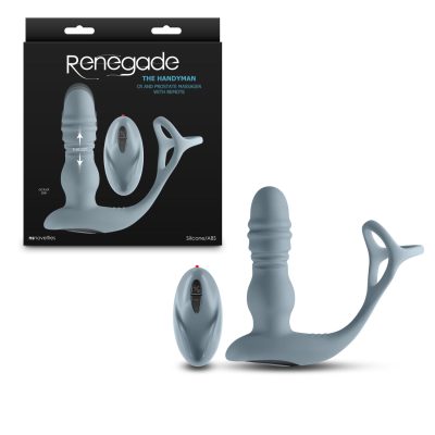 NS Novelties Renegade The Handyman Cock Ring with Remote Control Thrusting Prostate Massager Grey NSN 1101 69 657447108365 Multiview