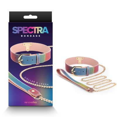 NS Novelties Spectra Bondage Collar and Leash Rainbow and Nude NSN 1311 02 657447106279 Multiview