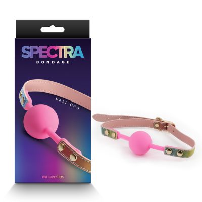 NS Novelties Spectra Bondage Silicone Ball Gag Pink Rainbow and Nude NSN 1311 07 657447106323 Multiview