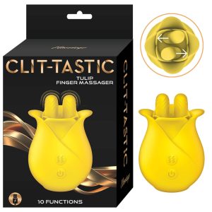 Nass Toys Clit Tastic Tulip Finger Massager Moving Fingers Clitoral Vibrator Yellow NAS3162 2 782631316223 Multiview