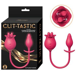 Nass Toys Clit Tastic Tulip Finger Massager Moving Fingers Clitoral Vibrator with Connected Plug Vibrator Red NAS3161 1 782631316315 Multiview