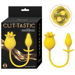 Nass Toys Clit Tastic Tulip Finger Massager Moving Fingers Clitoral Vibrator with Connected Plug Vibrator Yellow NAS3161 2 782631316322 Multiview