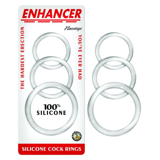 Nass Toys Enhancer Silicone Cock Rings 3 Size Set Clear 3057 782631305708 Multiview