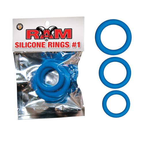 Nass Toys Nasswalk RAM Silicone Cock Rings 3 Sizes Blue 2591 A 782631259117 Multiview