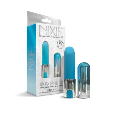 Nixie Smooch Rechargeable Lipstick Vibrator Ombre Blue to Chrome Silver NIX1000296 810126930118 Multiview