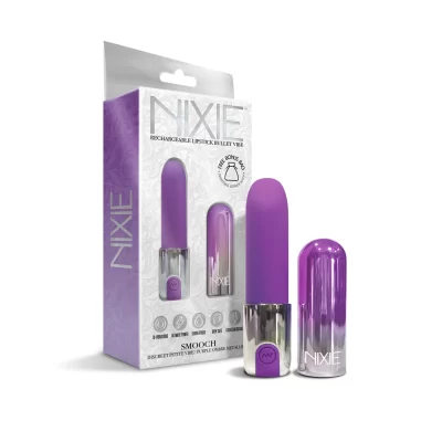 Nixie Smooch Rechargeable Lipstick Vibrator Ombre Purple to Chrome Silver NIX1000297 810126930101 Multiview