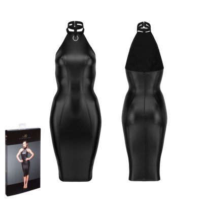 Noir Handmade Powerwetlook Backless Pencil Dress with Collar Black F160 Ghost Detail