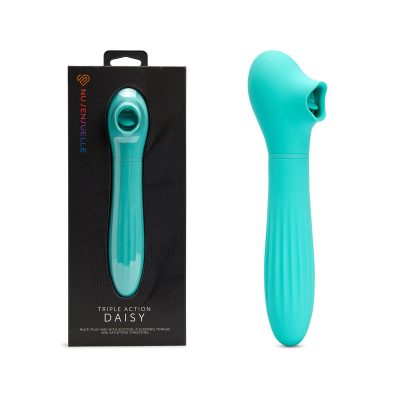 Nu Sensuelle Daisy Triple Action Suction Flickering Thrusting Turquoise Electric Blue BT W89EBL 9342851003511 Multiview