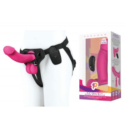 Pegasus 6 point 5 Wireless Remote Vibrating Realistic Dildo and Harness Pink PEG 007 4890808236222 Multiview