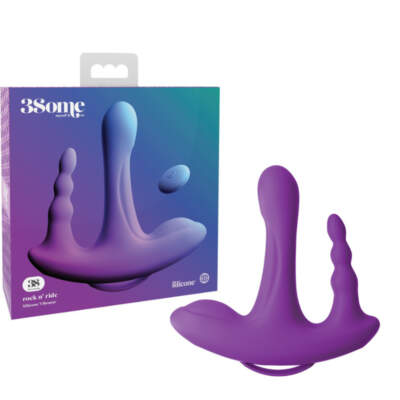 Pipedream 3Some Rock n Ride Double Penetrator Vibrator Purple PD7076 00 603912761788 Multiview
