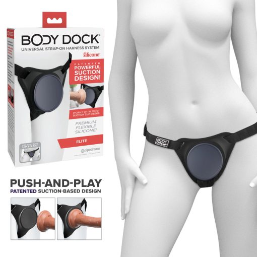 Pipedream Body Dock Elite Silicone Universal Strap On Harness System Black BD104 00 603912772494 Multiview