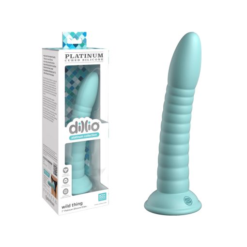 Pipedream Dillio Platinum Wild Thing 7 Inch Ribbed Silicone Dildo Peach Teal Green PD5386 14 603912772975 Multiview