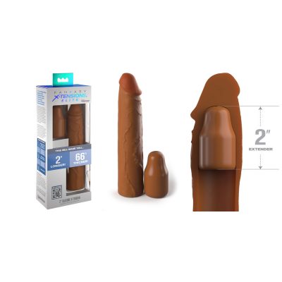 Pipedream Fantasy Xtensions Elite Silicone 2 Inch Penis Extender Sleeve Medium Tan Flesh PD4152 22 603912772852 Multiview