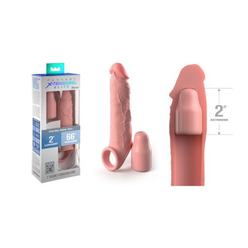 Pipedream Fantasy Xtensions Elite Silicone 2 Inch Penis Extender Sleeve with Ball Strap Light Flesh PD4150 21 603912772593 Multiview