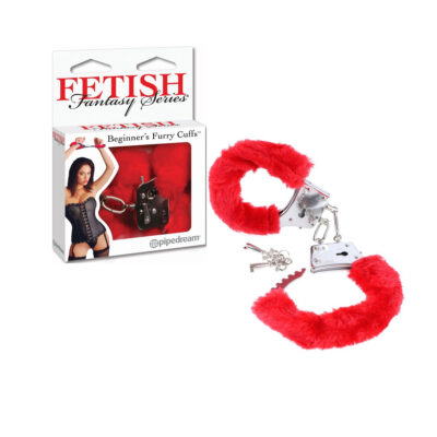 Pipedream Fetish Fantasy Series Beginners Furry Cuffs Red PD3800 15 603912247565 Multiview