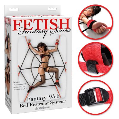 Pipedream Fetish Fantasy Series Fantasy Web Bed Restraint System Black Red PD3878 00 603912289794 Multiview