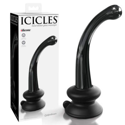 Pipedream Icicles No 87 Suction Cup Glass Probe Black PD2887 23 603912767131 Multiview