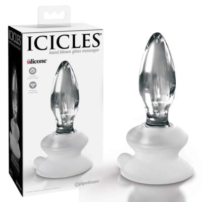 Pipedream Icicles Suction Cup Glass Butt Plug Clear PD2891 20 603912767186 Multiview