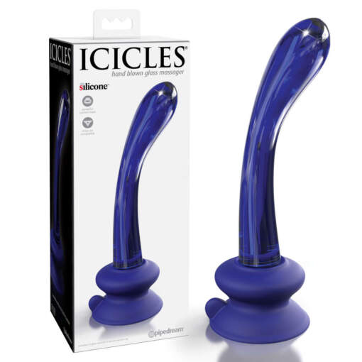 Pipedream Icicles Suction Cup Glass G Spot P Spot Probe Blue PD2889 14 603912767162 Multiview